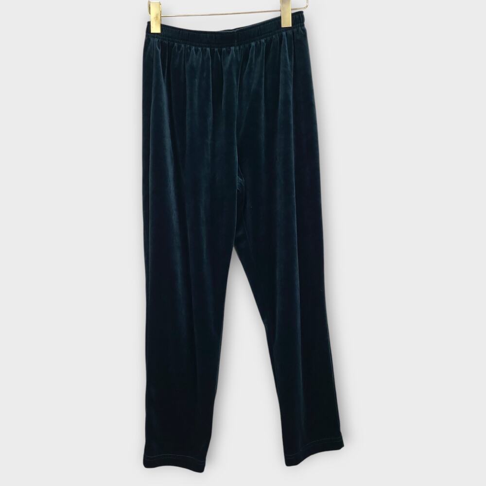 Vintage Velour Pants SJB Sport Womens 8 / 10 Petite Green Loungewear Athleisure
